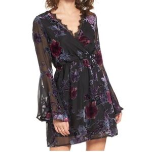 Dee Elly Floral Sheer Black Dress size small